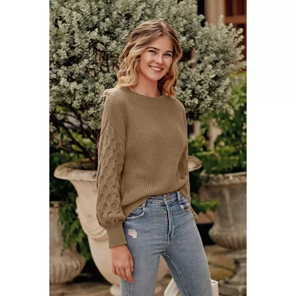 imagePRETTYGARDEN Womens 2024 Winter Pullover Sweater Casual Long Sleeve Crewneck Loose Chunky Knit Jumper Tops BlouseKhaki