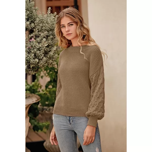 imagePRETTYGARDEN Womens 2024 Winter Pullover Sweater Casual Long Sleeve Crewneck Loose Chunky Knit Jumper Tops BlouseKhaki