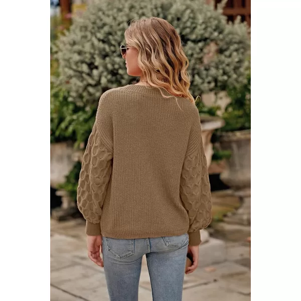 imagePRETTYGARDEN Womens 2024 Winter Pullover Sweater Casual Long Sleeve Crewneck Loose Chunky Knit Jumper Tops BlouseKhaki