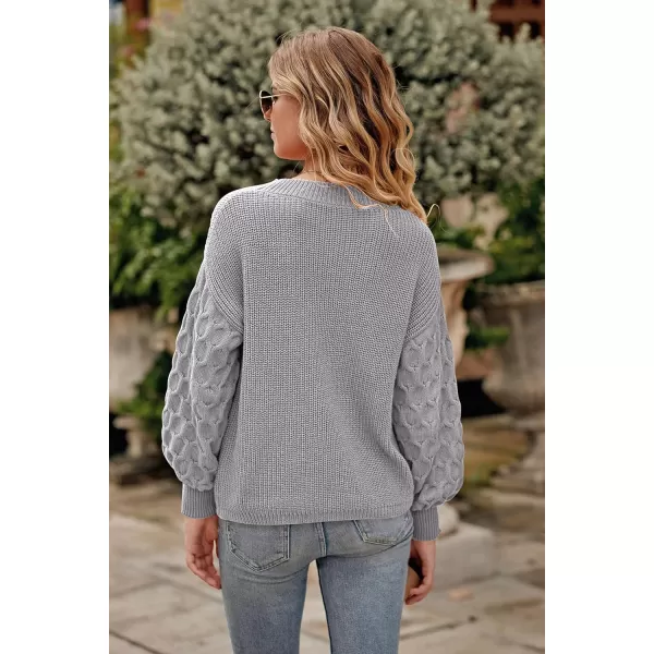 imagePRETTYGARDEN Womens 2024 Winter Pullover Sweater Casual Long Sleeve Crewneck Loose Chunky Knit Jumper Tops BlouseLight Grey