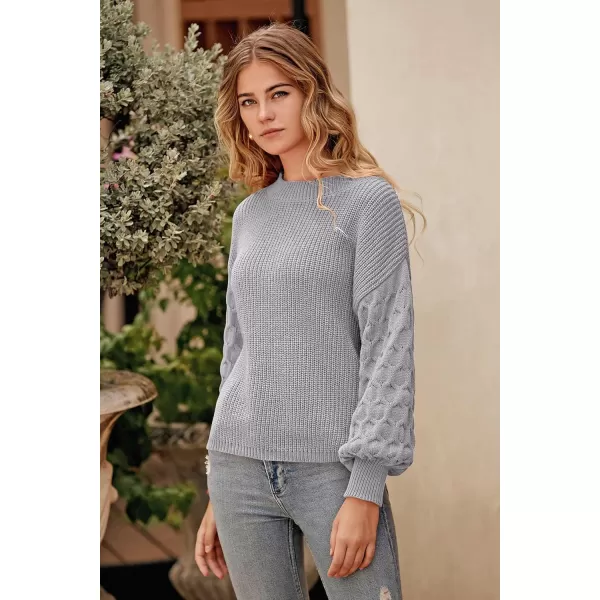 imagePRETTYGARDEN Womens 2024 Winter Pullover Sweater Casual Long Sleeve Crewneck Loose Chunky Knit Jumper Tops BlouseLight Grey