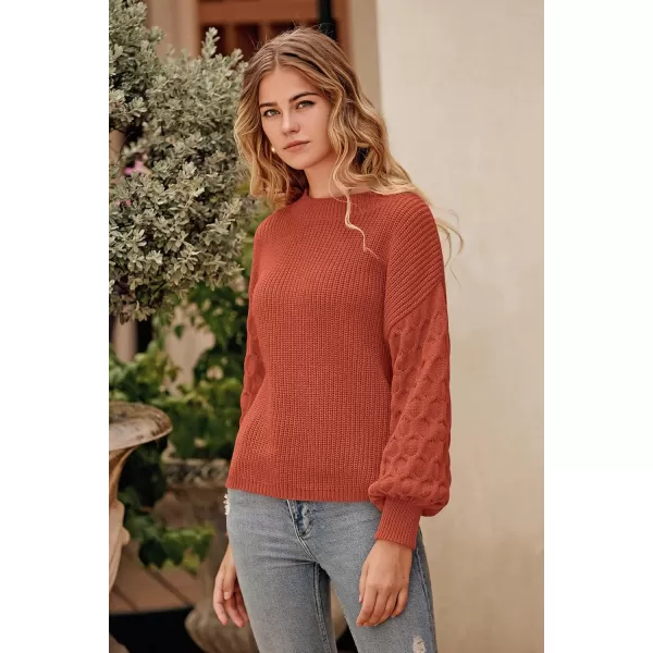imagePRETTYGARDEN Womens 2024 Winter Pullover Sweater Casual Long Sleeve Crewneck Loose Chunky Knit Jumper Tops BlouseOrange