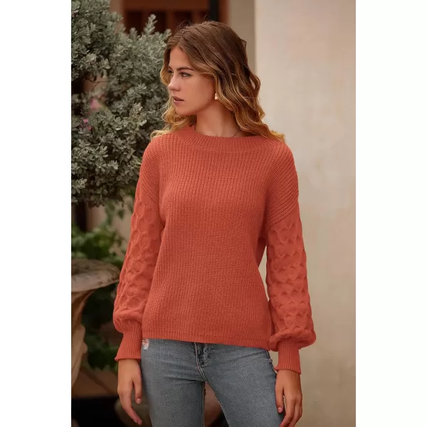 imagePRETTYGARDEN Womens 2024 Winter Pullover Sweater Casual Long Sleeve Crewneck Loose Chunky Knit Jumper Tops BlouseOrange