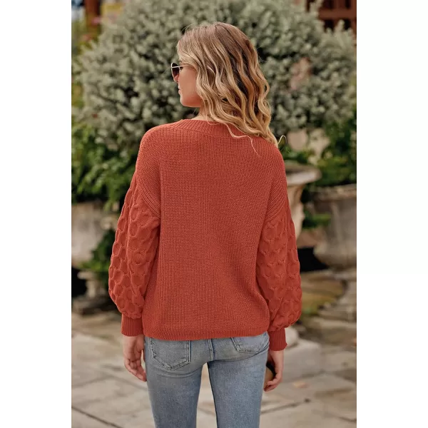 imagePRETTYGARDEN Womens 2024 Winter Pullover Sweater Casual Long Sleeve Crewneck Loose Chunky Knit Jumper Tops BlouseOrange