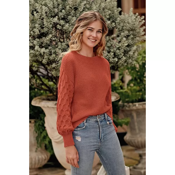 imagePRETTYGARDEN Womens 2024 Winter Pullover Sweater Casual Long Sleeve Crewneck Loose Chunky Knit Jumper Tops BlouseOrange