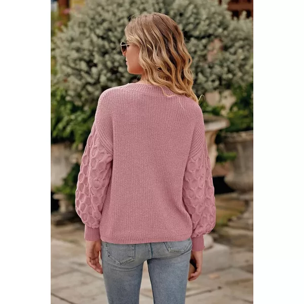 imagePRETTYGARDEN Womens 2024 Winter Pullover Sweater Casual Long Sleeve Crewneck Loose Chunky Knit Jumper Tops BlousePink