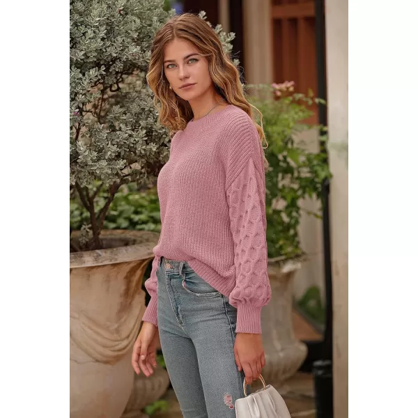 imagePRETTYGARDEN Womens 2024 Winter Pullover Sweater Casual Long Sleeve Crewneck Loose Chunky Knit Jumper Tops BlousePink