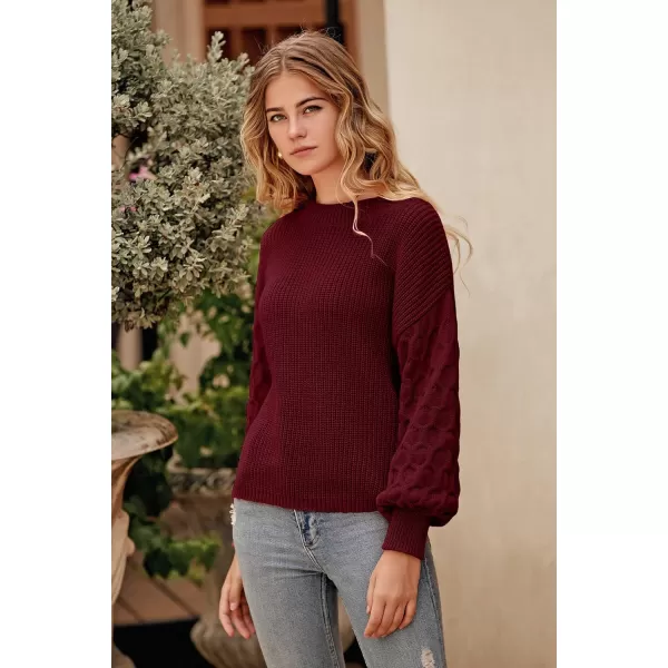 imagePRETTYGARDEN Womens 2024 Winter Pullover Sweater Casual Long Sleeve Crewneck Loose Chunky Knit Jumper Tops BlouseRed