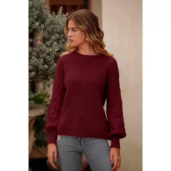 imagePRETTYGARDEN Womens 2024 Winter Pullover Sweater Casual Long Sleeve Crewneck Loose Chunky Knit Jumper Tops BlouseRed