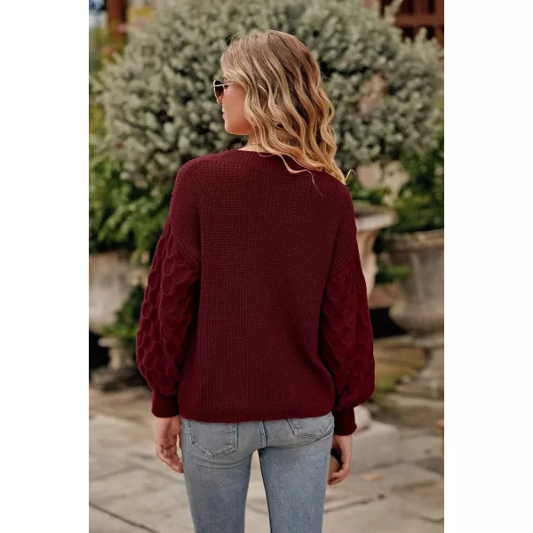 imagePRETTYGARDEN Womens 2024 Winter Pullover Sweater Casual Long Sleeve Crewneck Loose Chunky Knit Jumper Tops BlouseRed