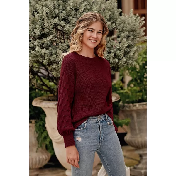 imagePRETTYGARDEN Womens 2024 Winter Pullover Sweater Casual Long Sleeve Crewneck Loose Chunky Knit Jumper Tops BlouseRed