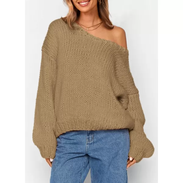 imagePRETTYGARDEN Womens Fall Sweaters 2024 Chunky Loose Long Sleeve V Neck Oversized Dressy Casual Knit Pullover TopsApricot