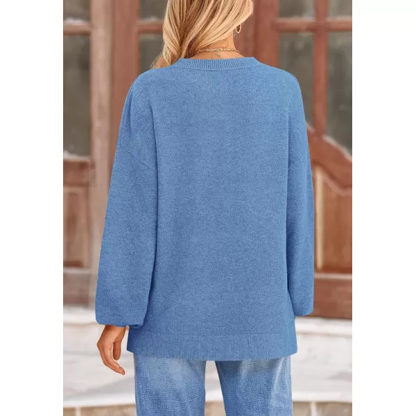 imagePRETTYGARDEN Womens Fall Sweaters Casual Crew Neck Long Sleeve Pullover Ribbed Knit Loose Fit Sweater TopsBlue