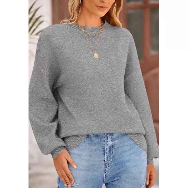 imagePRETTYGARDEN Womens Fall Sweaters Casual Crew Neck Long Sleeve Pullover Ribbed Knit Loose Fit Sweater TopsGrey