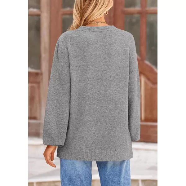 imagePRETTYGARDEN Womens Fall Sweaters Casual Crew Neck Long Sleeve Pullover Ribbed Knit Loose Fit Sweater TopsGrey