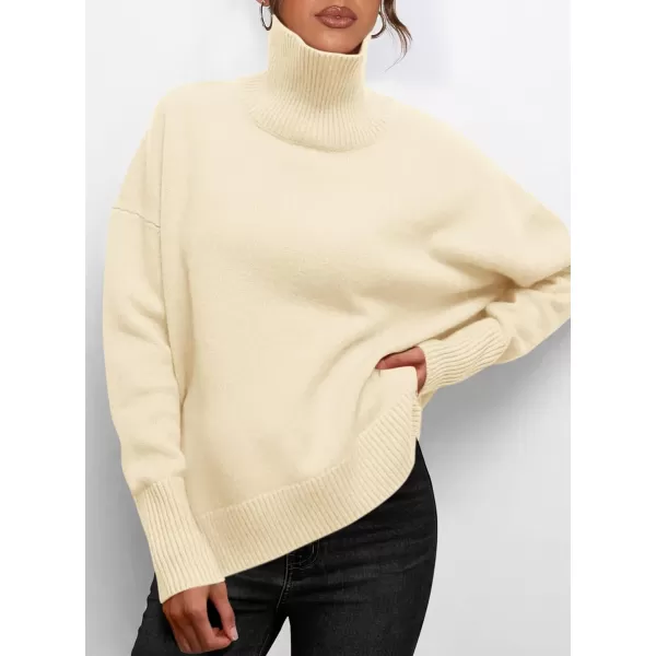 imagePRETTYGARDEN Womens Fall Turtleneck Sweater Long Sleeve Oversized Chunky Knitted Pullover Sweaters Basic Casual Tops BlouseBeige