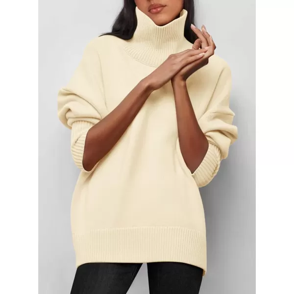 imagePRETTYGARDEN Womens Fall Turtleneck Sweater Long Sleeve Oversized Chunky Knitted Pullover Sweaters Basic Casual Tops BlouseBeige