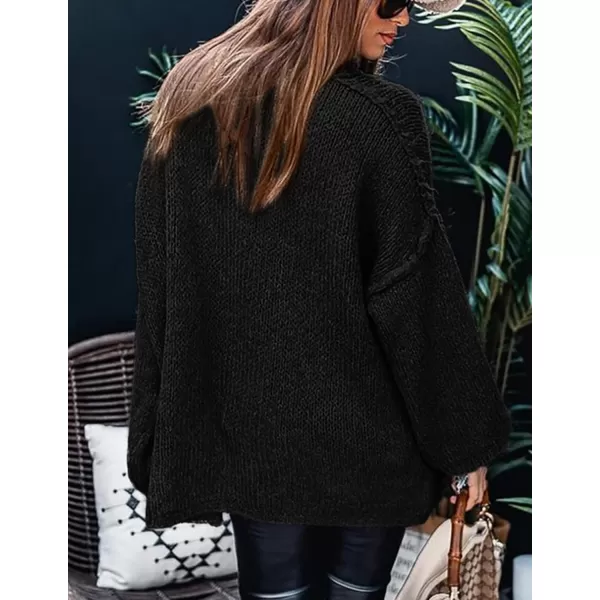 imagePRETTYGARDEN Womens Fall Turtleneck Sweaters Long Sleeve Chunky Knit Slouchy Pullover Sweater TopsBlack