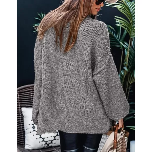 imagePRETTYGARDEN Womens Fall Turtleneck Sweaters Long Sleeve Chunky Knit Slouchy Pullover Sweater TopsGrey