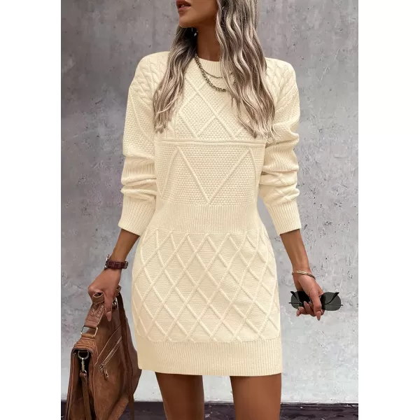 imagePRETTYGARDEN Womens Long Sleeve Short Sweater Dress Chunky Ribbed Knit Tunic Pullover Oversized Fall SweatersApricot