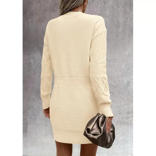 imagePRETTYGARDEN Womens Long Sleeve Short Sweater Dress Chunky Ribbed Knit Tunic Pullover Oversized Fall SweatersApricot