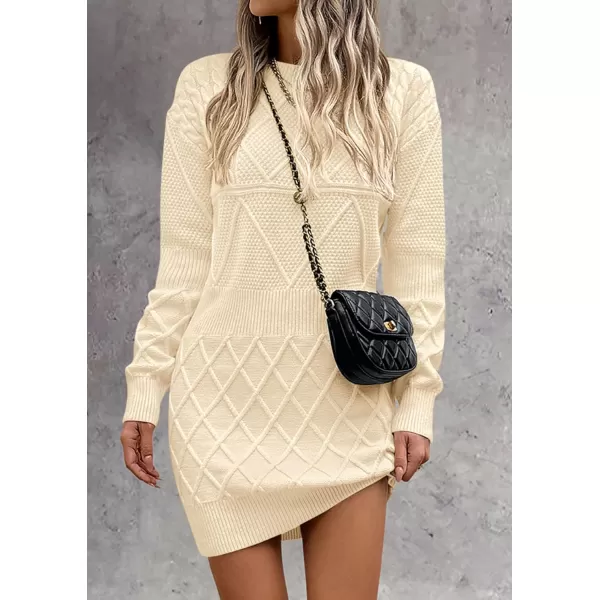 imagePRETTYGARDEN Womens Long Sleeve Short Sweater Dress Chunky Ribbed Knit Tunic Pullover Oversized Fall SweatersApricot