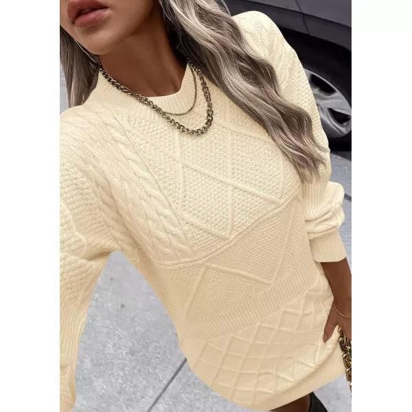 imagePRETTYGARDEN Womens Long Sleeve Short Sweater Dress Chunky Ribbed Knit Tunic Pullover Oversized Fall SweatersApricot