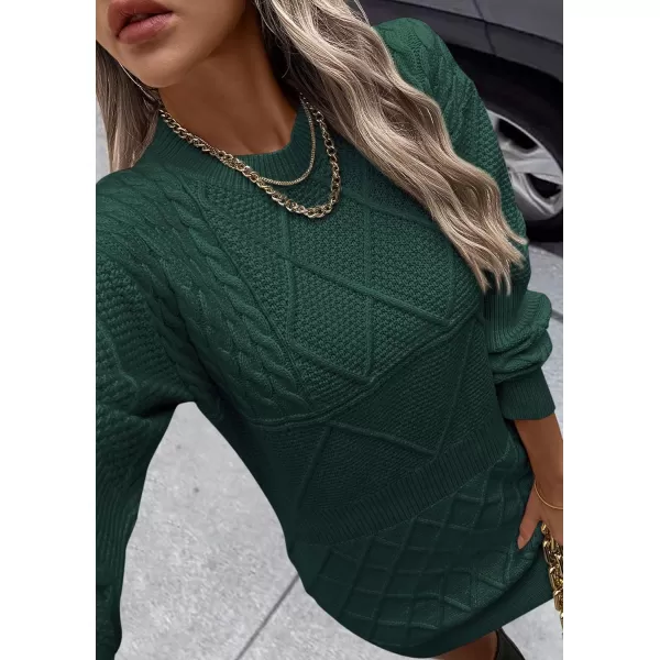imagePRETTYGARDEN Womens Long Sleeve Short Sweater Dress Chunky Ribbed Knit Tunic Pullover Oversized Fall SweatersDark Green