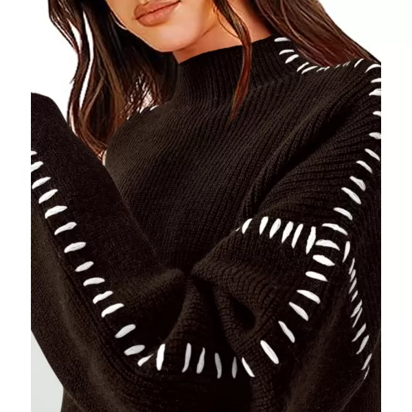 imagePRETTYGARDEN Womens Chunky Knit Fall Sweaters Casual Long Sleeve Mock Neck Oversized Loose Pullover Sweater TopsCoffee