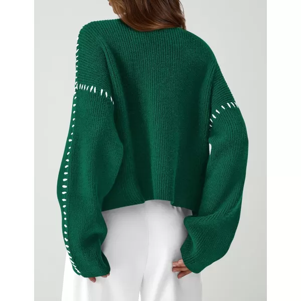 imagePRETTYGARDEN Womens Chunky Knit Fall Sweaters Casual Long Sleeve Mock Neck Oversized Loose Pullover Sweater TopsDark Green