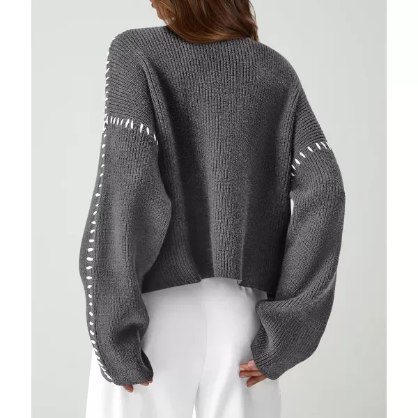 imagePRETTYGARDEN Womens Chunky Knit Fall Sweaters Casual Long Sleeve Mock Neck Oversized Loose Pullover Sweater TopsGrey