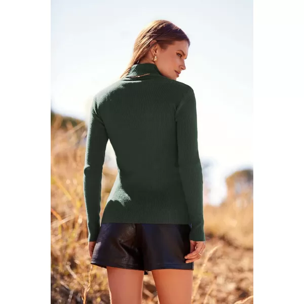 imagePRETTYGARDEN Womens Fall Fashion Turtleneck Pullover Sweaters Casual Long Sleeve Cable Knit Fitted Jumper TopsArmy Green