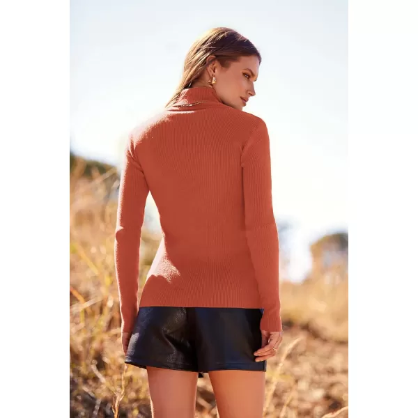 imagePRETTYGARDEN Womens Fall Fashion Turtleneck Pullover Sweaters Casual Long Sleeve Cable Knit Fitted Jumper TopsXiu Red