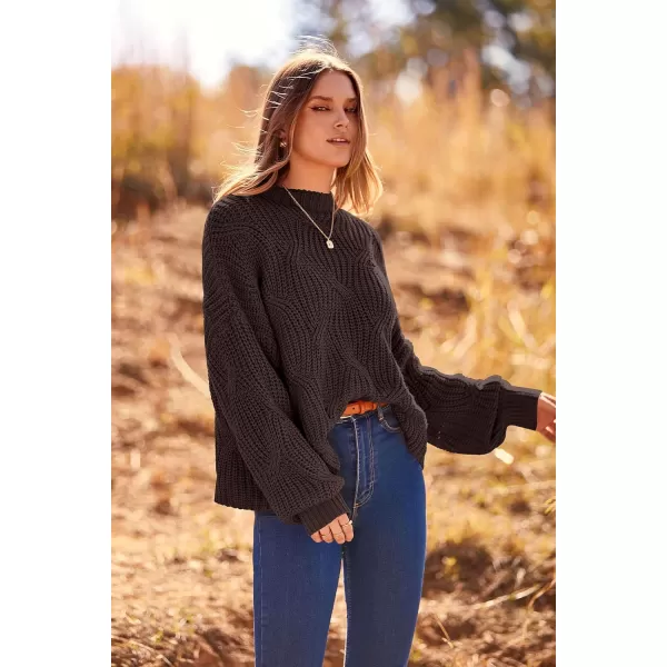 imagePRETTYGARDEN Womens Fall Oversized Pullover Sweaters Casual Crewneck Long Sleeve Chunky Cable Knit Blouse TopCoffee