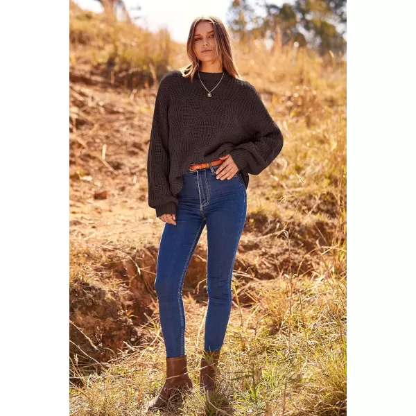 imagePRETTYGARDEN Womens Fall Oversized Pullover Sweaters Casual Crewneck Long Sleeve Chunky Cable Knit Blouse TopCoffee