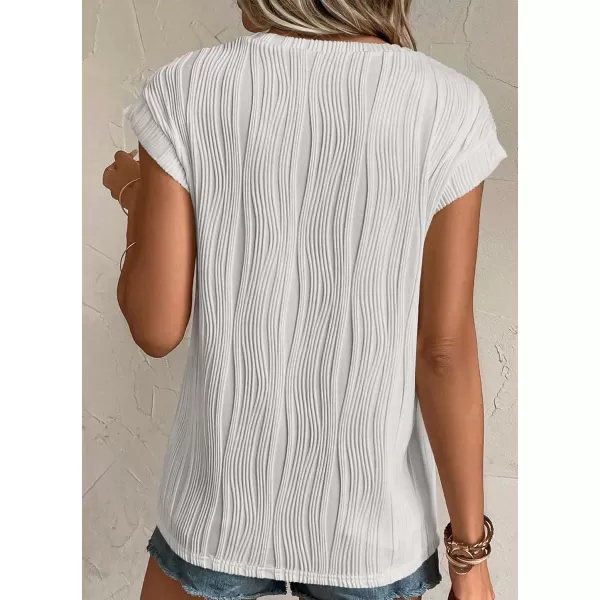 imagePRETTYGARDEN Womens Summer Going Out Tops Dressy Casual Crewneck Short Sleeve Textured Basic Cute Trendy T Shirts Tee BlouseLight Grey