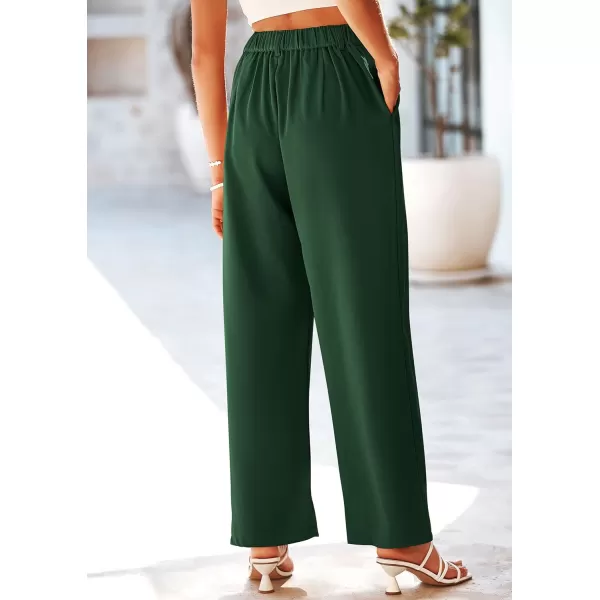 imagePRETTYGARDEN Womens Wide Leg Suit Pants Loose Fit High Elastic Waisted Business Casual Long Trousers PantDark Green