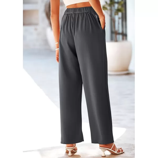 imagePRETTYGARDEN Womens Wide Leg Suit Pants Loose Fit High Elastic Waisted Business Casual Long Trousers PantDark Grey