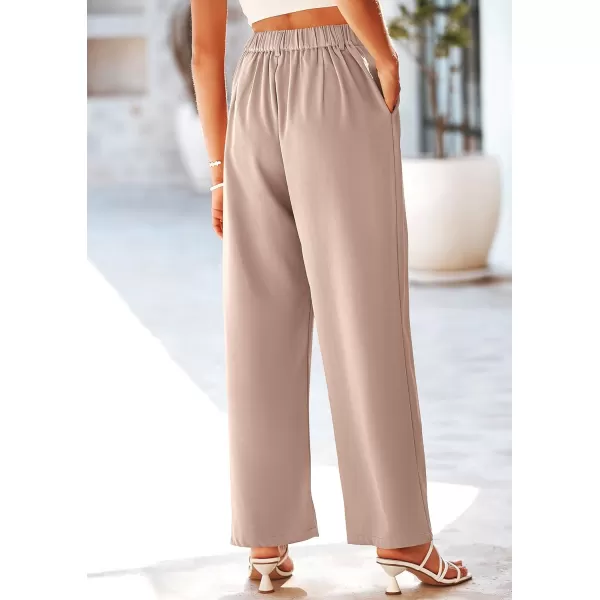 imagePRETTYGARDEN Womens Wide Leg Suit Pants Loose Fit High Elastic Waisted Business Casual Long Trousers PantLight Khaki