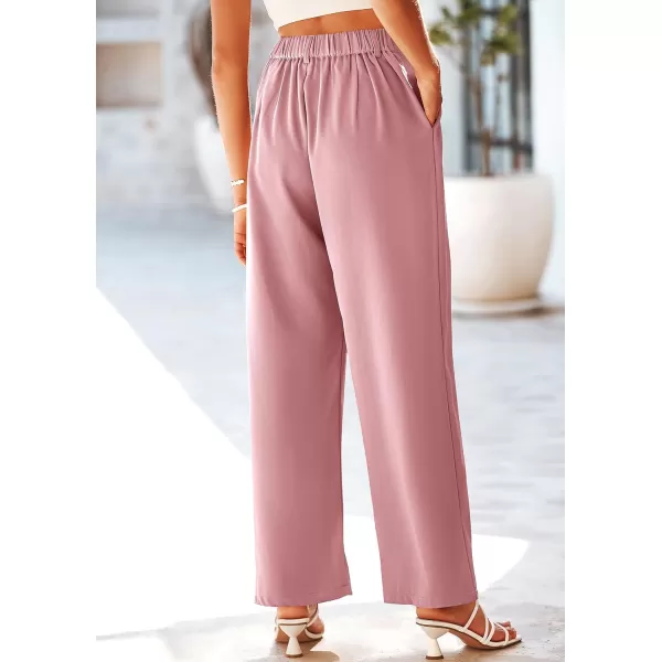 imagePRETTYGARDEN Womens Wide Leg Suit Pants Loose Fit High Elastic Waisted Business Casual Long Trousers PantPink