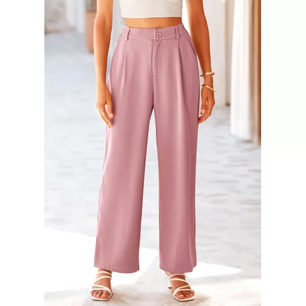 imagePRETTYGARDEN Womens Wide Leg Suit Pants Loose Fit High Elastic Waisted Business Casual Long Trousers PantPink