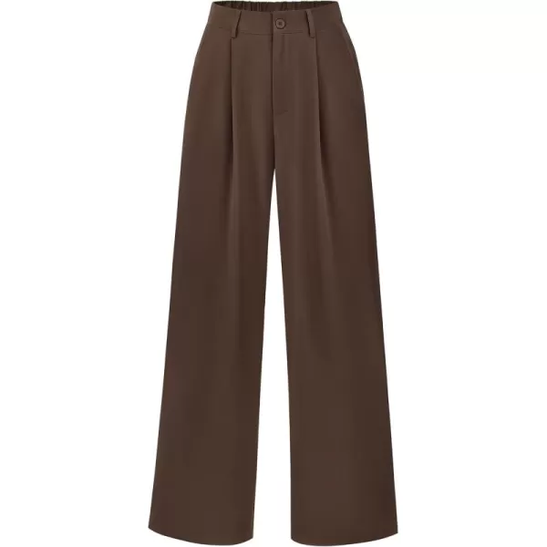 imagePRETTYGARDEN Womens Wide Leg Suit Pants Loose Fit High Elastic Waisted Business Casual Long Trousers PantCoffee