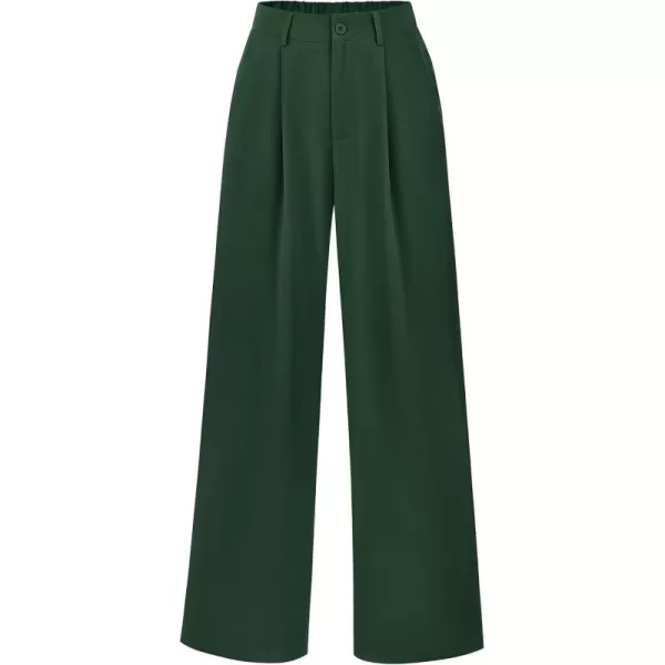imagePRETTYGARDEN Womens Wide Leg Suit Pants Loose Fit High Elastic Waisted Business Casual Long Trousers PantDark Green