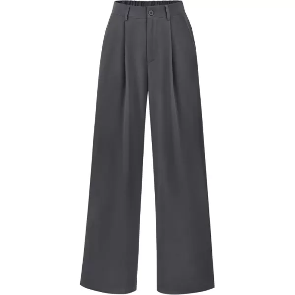 imagePRETTYGARDEN Womens Wide Leg Suit Pants Loose Fit High Elastic Waisted Business Casual Long Trousers PantDark Grey