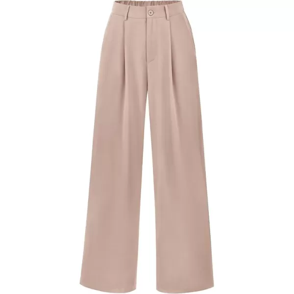 imagePRETTYGARDEN Womens Wide Leg Suit Pants Loose Fit High Elastic Waisted Business Casual Long Trousers PantLight Khaki