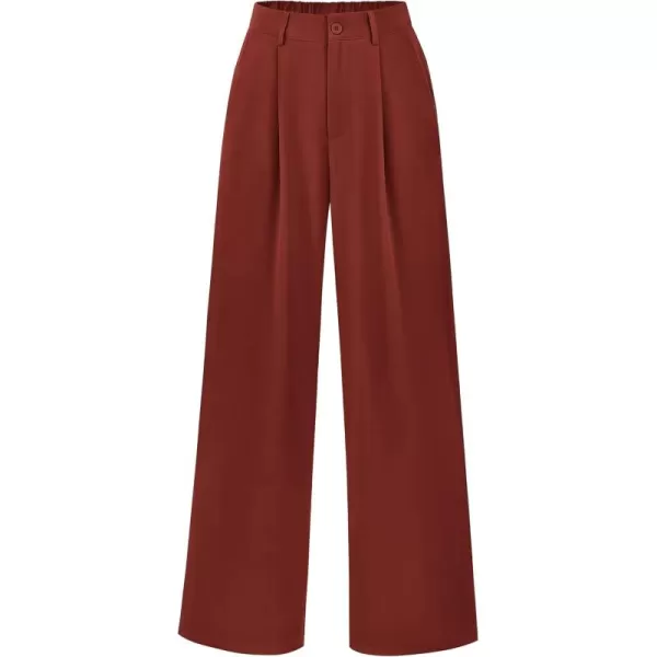imagePRETTYGARDEN Womens Wide Leg Suit Pants Loose Fit High Elastic Waisted Business Casual Long Trousers PantRust Red