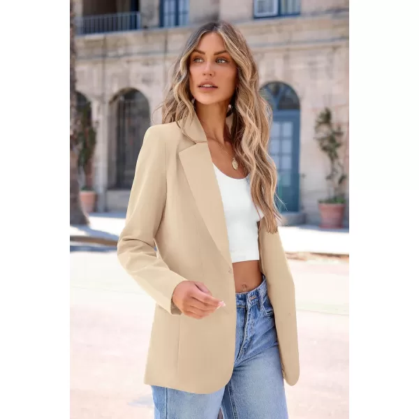 imagePRETTYGARDEN Womens 2024 Fall Business Casual Blazers Long Sleeve Notch Lapel Trendy Work Office Blazer Jackets OuterwearBeige