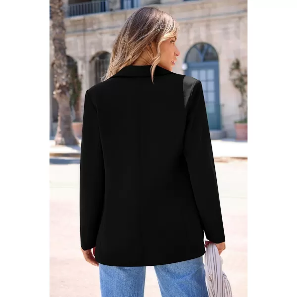 imagePRETTYGARDEN Womens 2024 Fall Business Casual Blazers Long Sleeve Notch Lapel Trendy Work Office Blazer Jackets OuterwearBlack