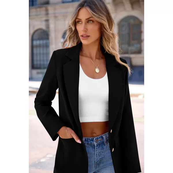 imagePRETTYGARDEN Womens 2024 Fall Business Casual Blazers Long Sleeve Notch Lapel Trendy Work Office Blazer Jackets OuterwearBlack