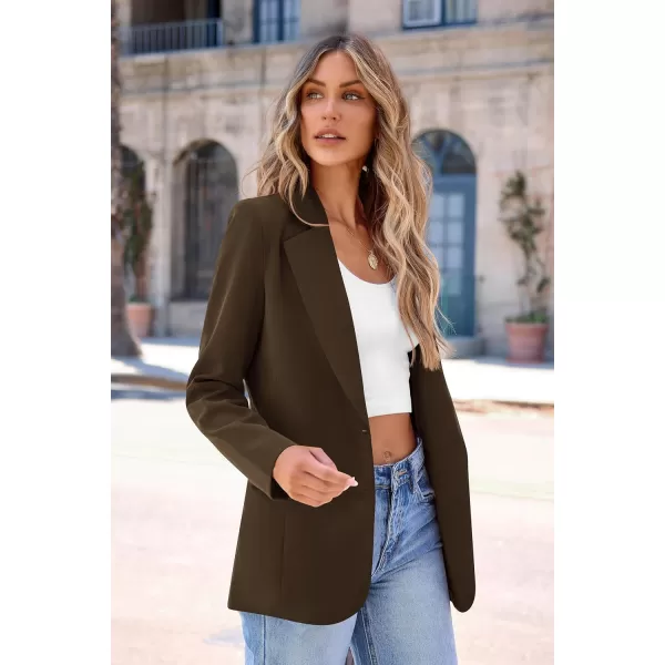 imagePRETTYGARDEN Womens 2024 Fall Business Casual Blazers Long Sleeve Notch Lapel Trendy Work Office Blazer Jackets OuterwearCoffee